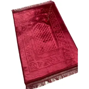 Comfortable Velvet Prayer Mat 80x120cm (Red) ID1183