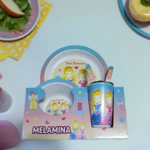 5 Pcs Melamine Colorful Dinner set for Kids Twin Princess ID1661
