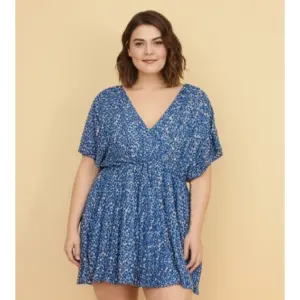 Hilarious Blouse Blue Floral Print ID2894