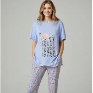 Stylish Pajama set Light Blue ID3011