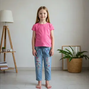 Unique Jeans Embroidered Floral Style ID3792