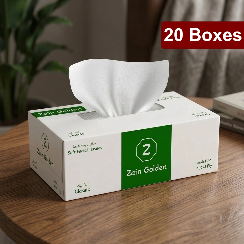 Comfortable Soft Facial Tissues - 150 Sheets x 2 Ply (Pack Of 20 Boxes)