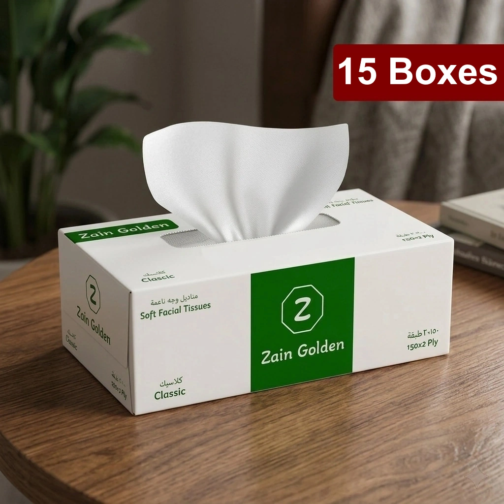 Comfortable Soft Facial Tissues - 150 Sheets x 2 Ply (Pack Of 15 Boxes)