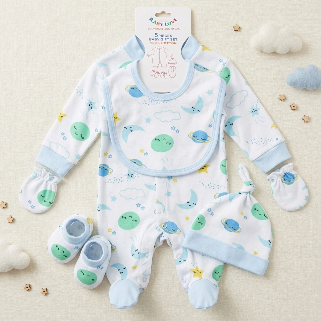Delightful 5 Piece Unisex Baby Clothes Set